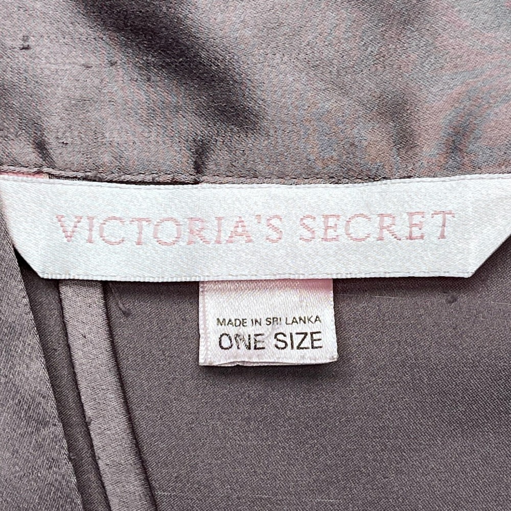 Victorias Secret Satin Robe Gray One Size Kimono Style‎ Belted - Picture 3 of 12